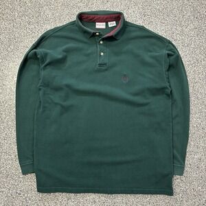 Vintage Bugle Boy Long Sleeve Polo Mens M Green Cotton Y2K 90s
